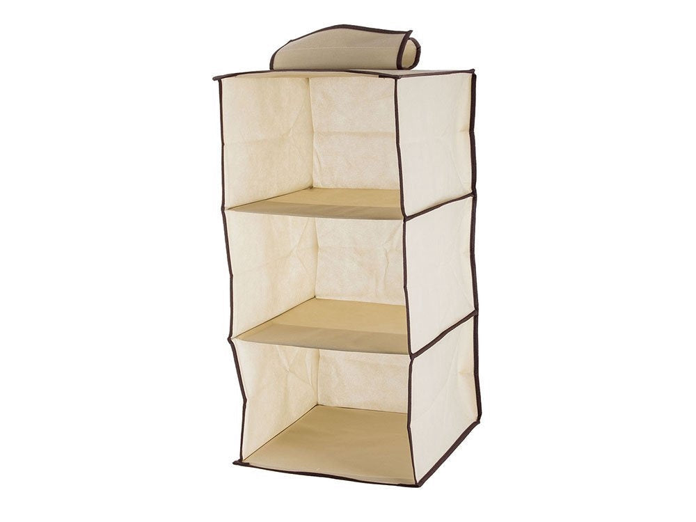 Hängande garderobsförvaring 3 hyllor 30x30x60 cm, beige