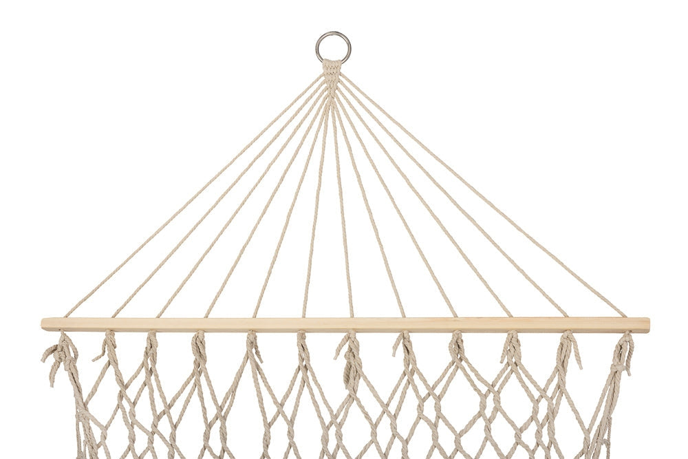 Hängmatta bohemisk med fransar ecru 200x100 cm max 150 kg