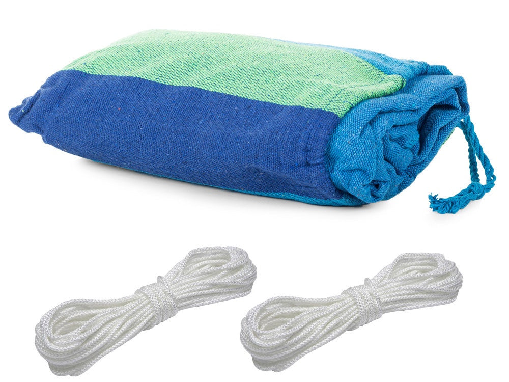 Hängmatta bomull/polyester 200x80 cm 200 kg med förvaringspåse & linor