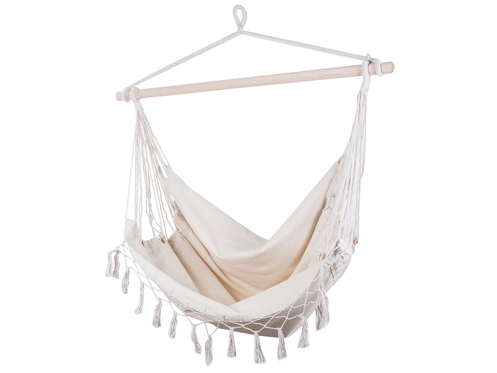 Hängstol hammock chair bomull/polyester med trästång 90 cm