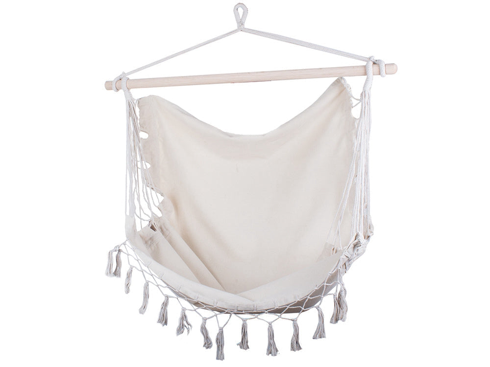 Hängstol hammock chair bomull/polyester med trästång 90 cm
