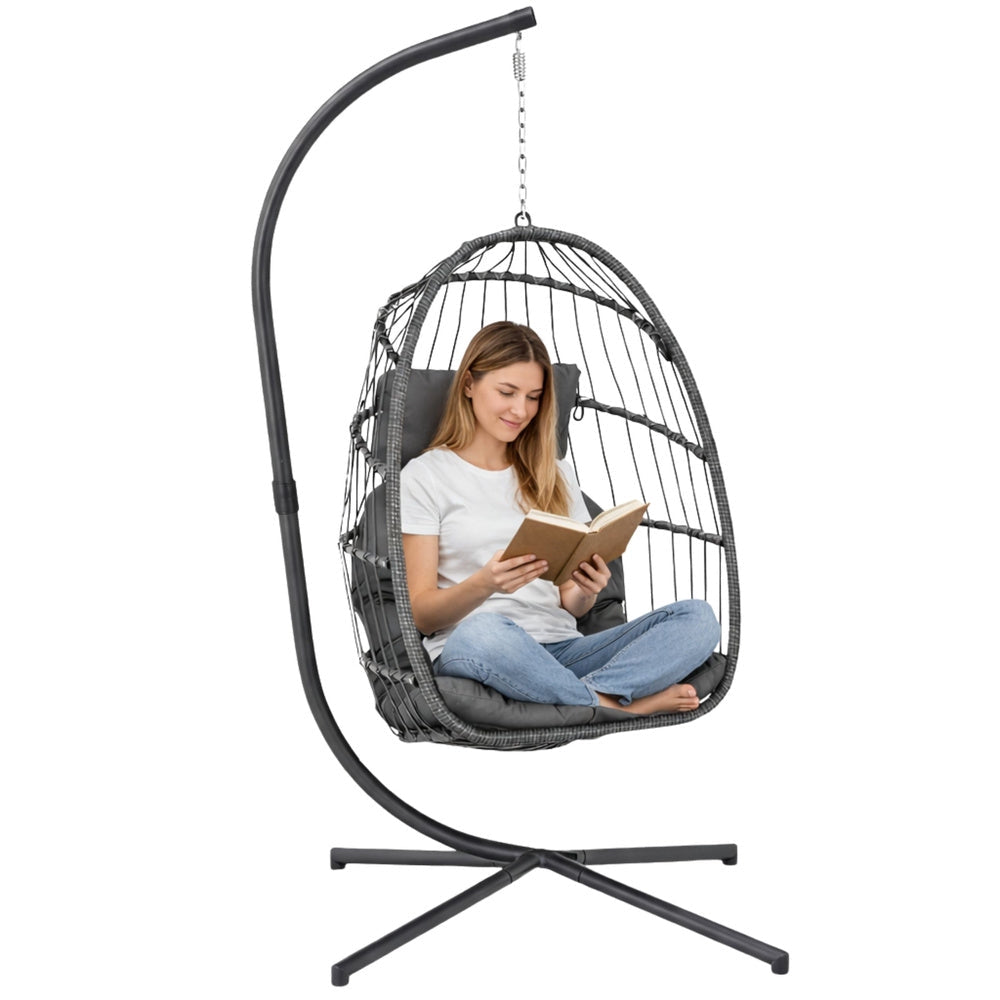 Hängstol korg med stativ PE-rattan/stål 192 cm max 120 kg