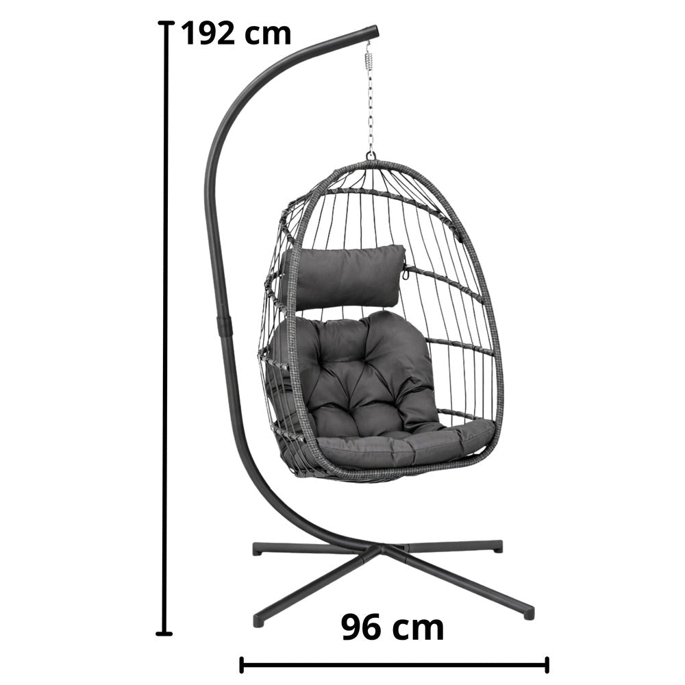 Hängstol korg med stativ PE-rattan/stål 192 cm max 120 kg
