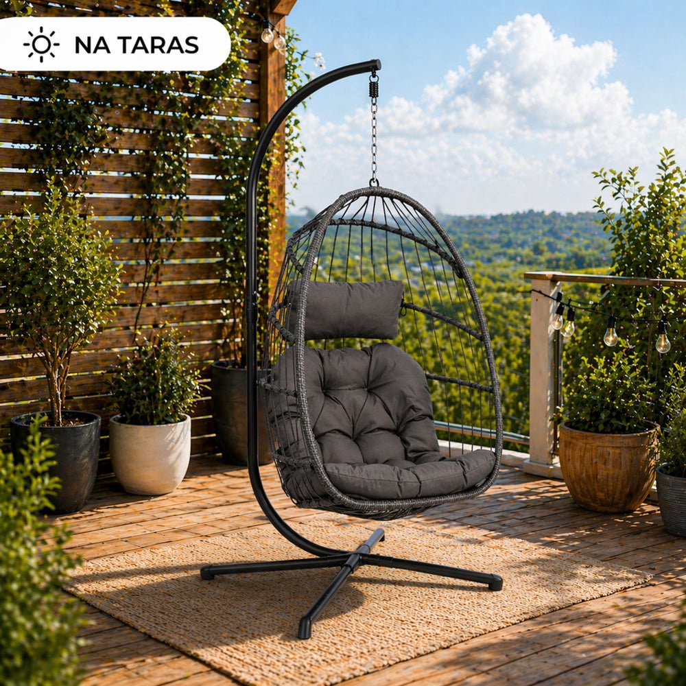 Hängstol korg med stativ PE-rattan/stål 192 cm max 120 kg