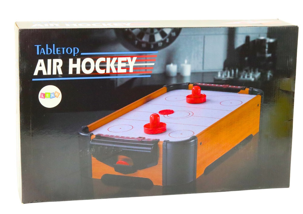 Hockeybord i trä 45x25 cm med ljus och ljudeffekter, 2 puckar