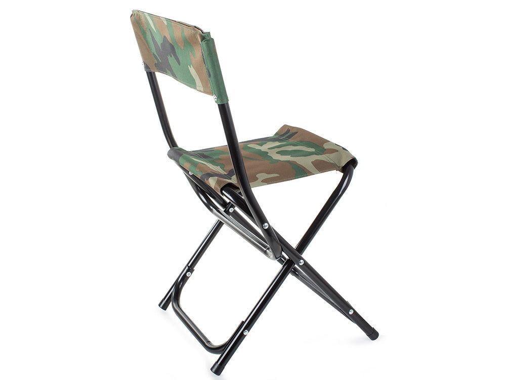 Hopfällbar fiskestol/campingstol med ryggstöd camouflage 64 cm
