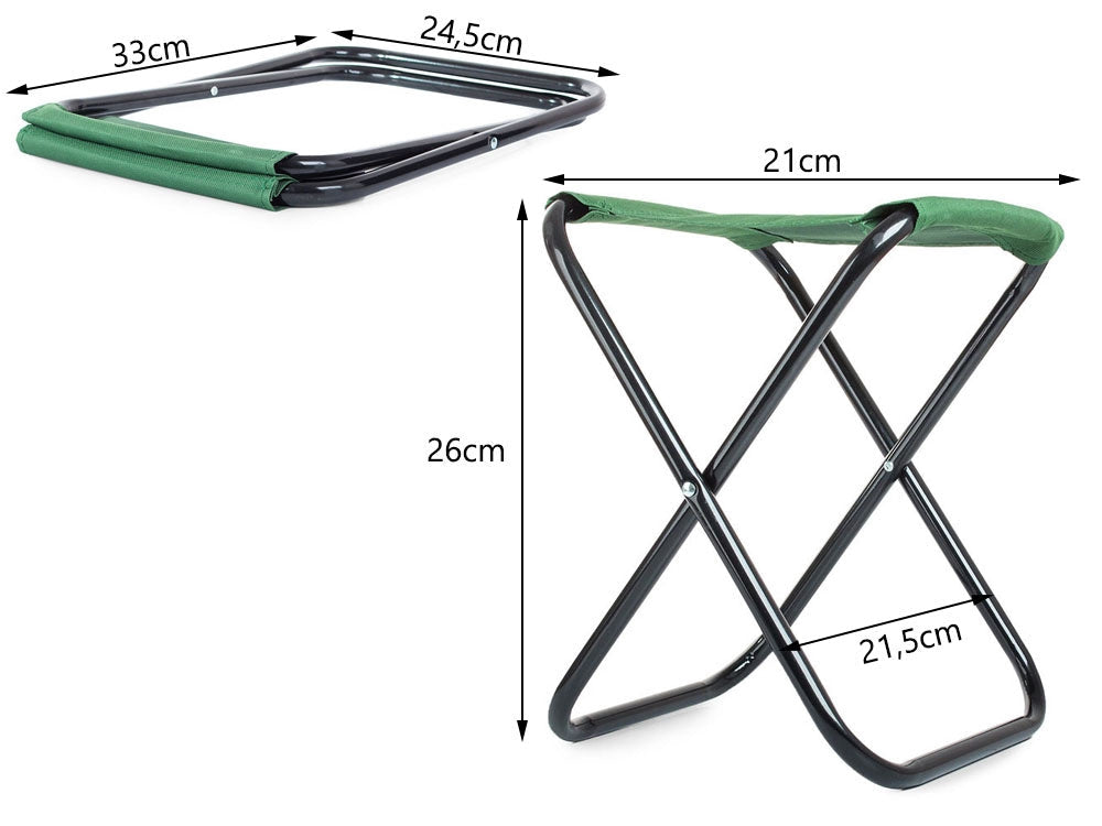 Hopfällbar fiskestol i metall, grön, 26 cm