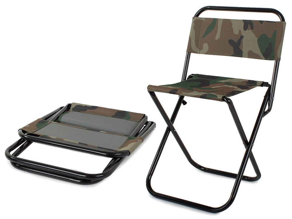 Hopfällbar fiskestol med ryggstöd camouflage, metallram 59 cm
