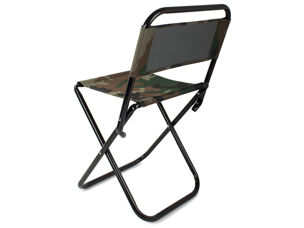 Hopfällbar fiskestol med ryggstöd camouflage, metallram 59 cm