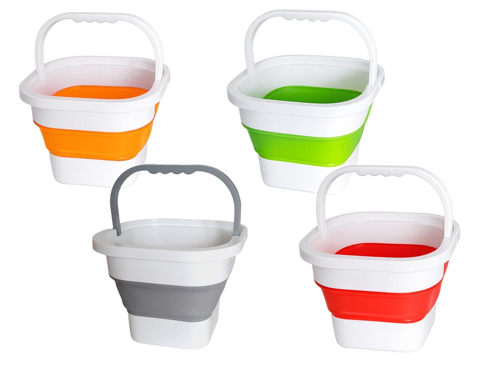 Hopfällbar hink 5 L silikon/plast med handtag blandade färger