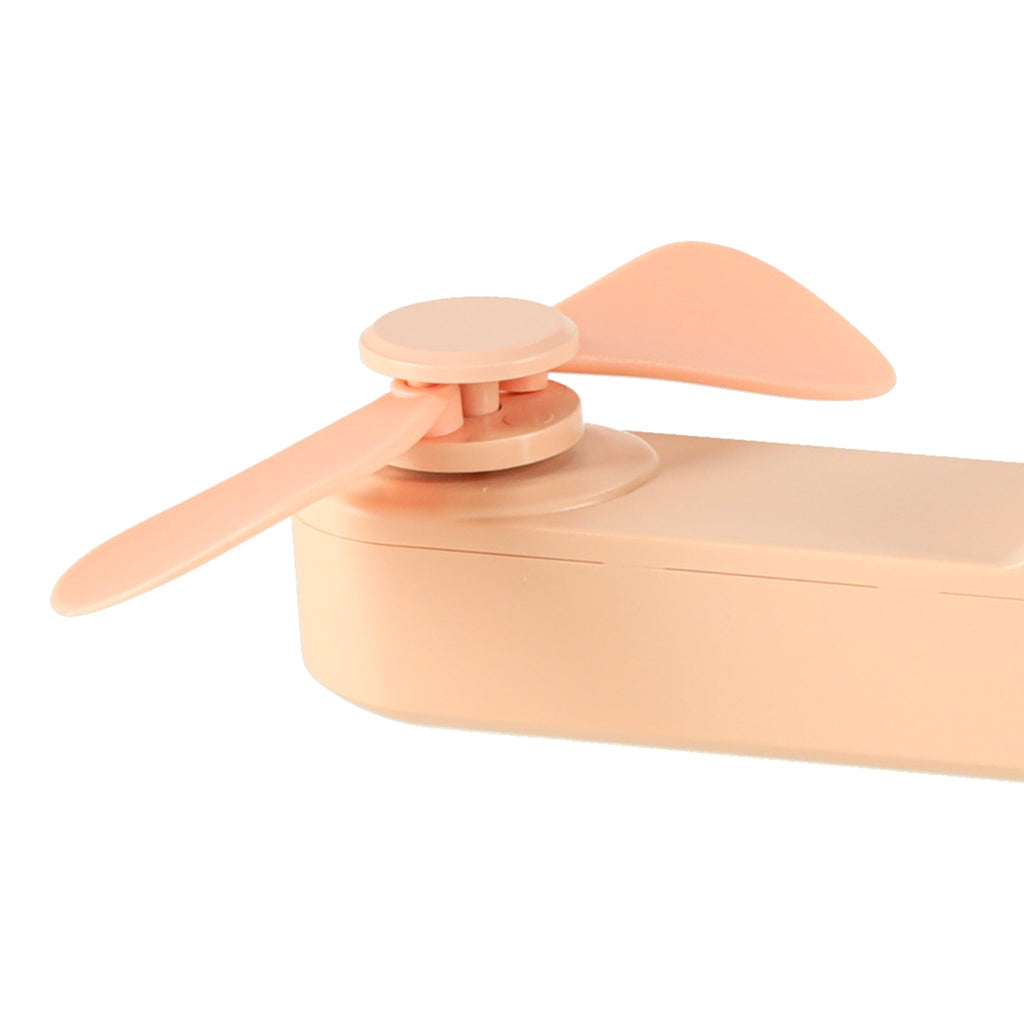 Hopfällbar mini handfläkt USB-C 3 hastigheter powerbank 1200 mAh rosa