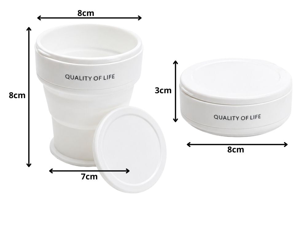 Hopfällbar silikonmugg med lock 200 ml vit
