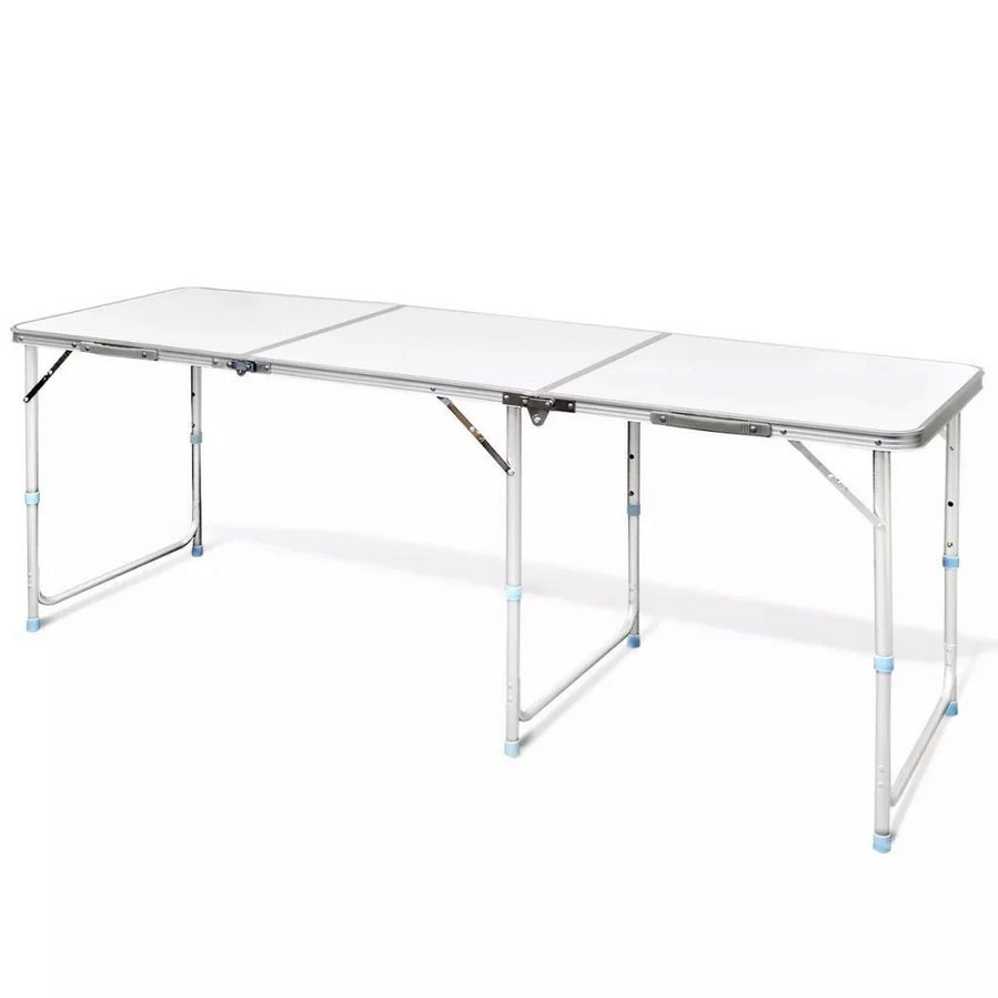 Hopfällbart campingbord 180x60 cm justerbar höjd creme