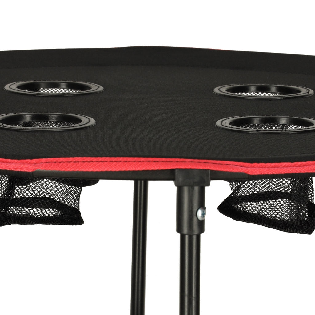Hopfällbart campingbord 72 cm med dryckeshållare & transportväska