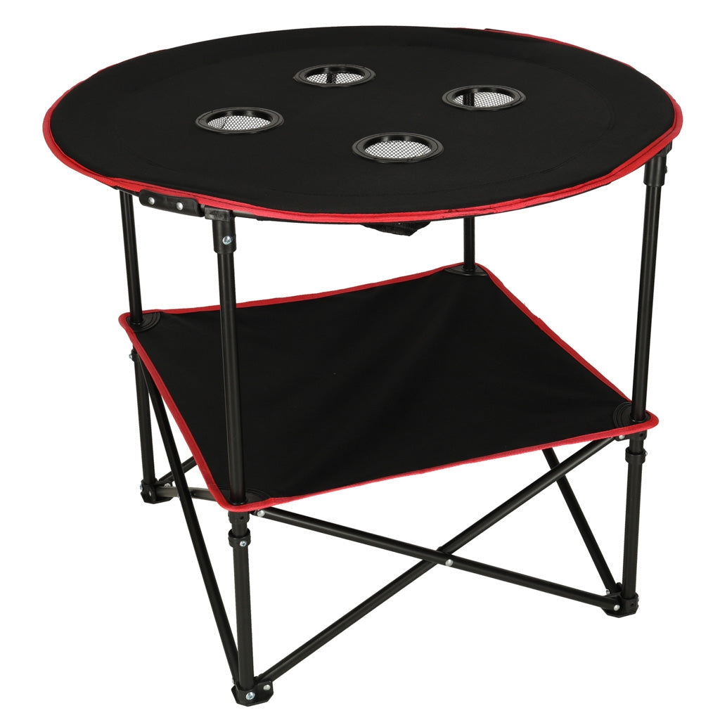 Hopfällbart campingbord 72 cm med dryckeshållare & transportväska
