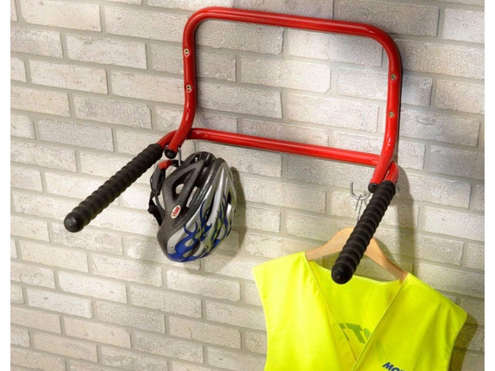 Hopfällbart cykelställ vägg för 2 cyklar 60 kg metall svart/röd