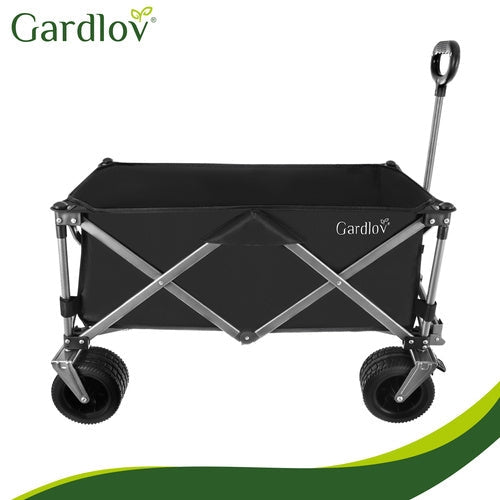 Hopfällbar transportvagn 150L 200kg off-road hjul broms svart