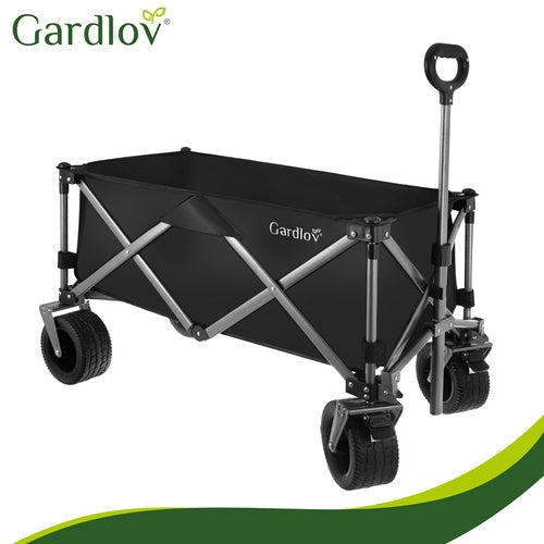 Hopfällbar transportvagn 150L 200kg off-road hjul broms svart