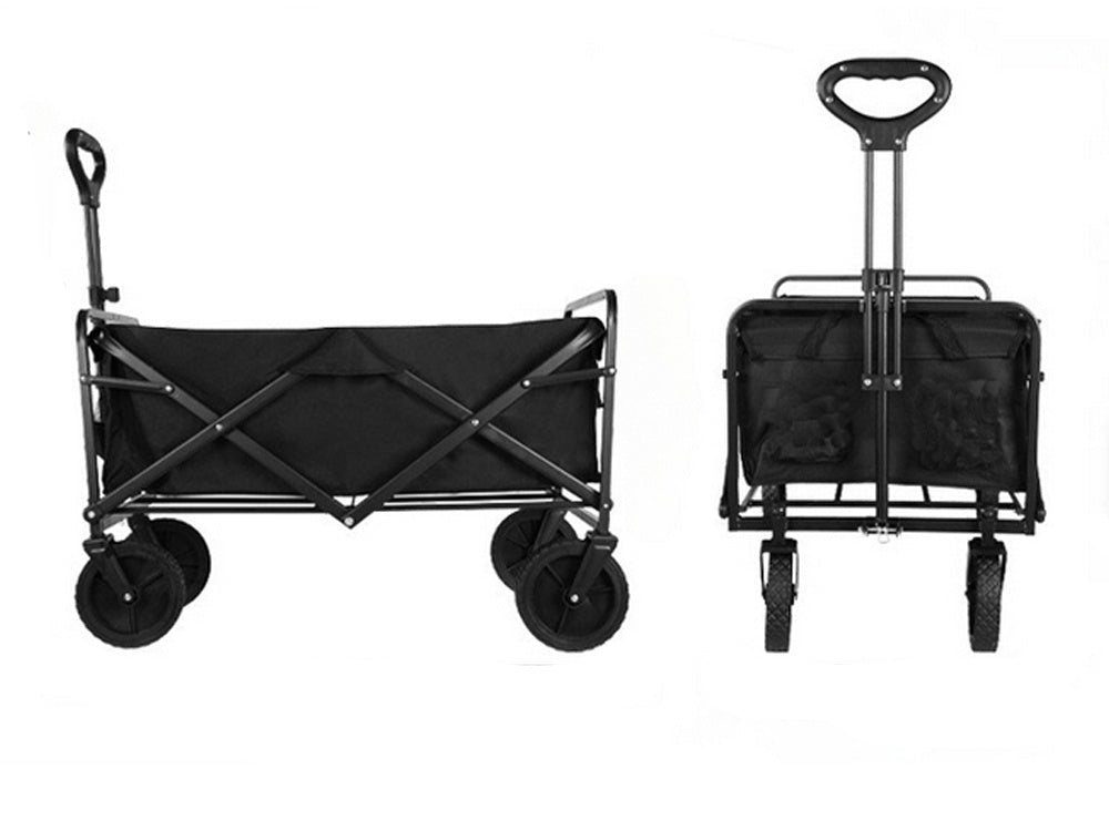 Hopfällbar transportvagn 80L 60kg med stora hjul svart