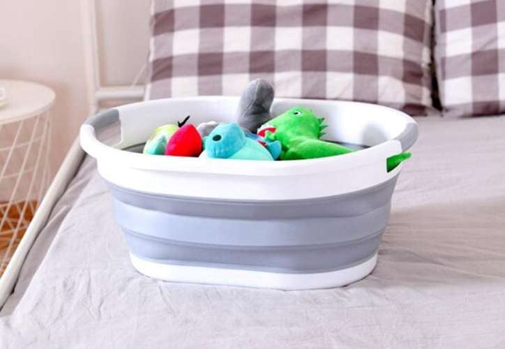 Hopfällbar tvättskål 25L med handtag, PP/TPE, höjd 6-24 cm