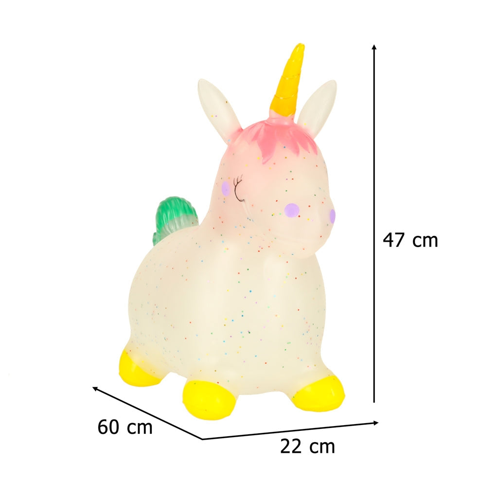Hoppande ponny gummihäst unicorn 60 cm med pump max 25 kg