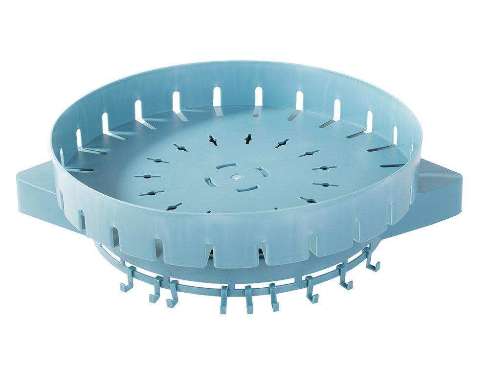 Hörnhylla väggmonterad plast med hängare 26 cm blå/gul mix