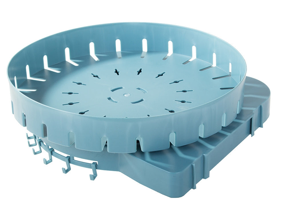 Hörnhylla väggmonterad plast med hängare 26 cm blå/gul mix