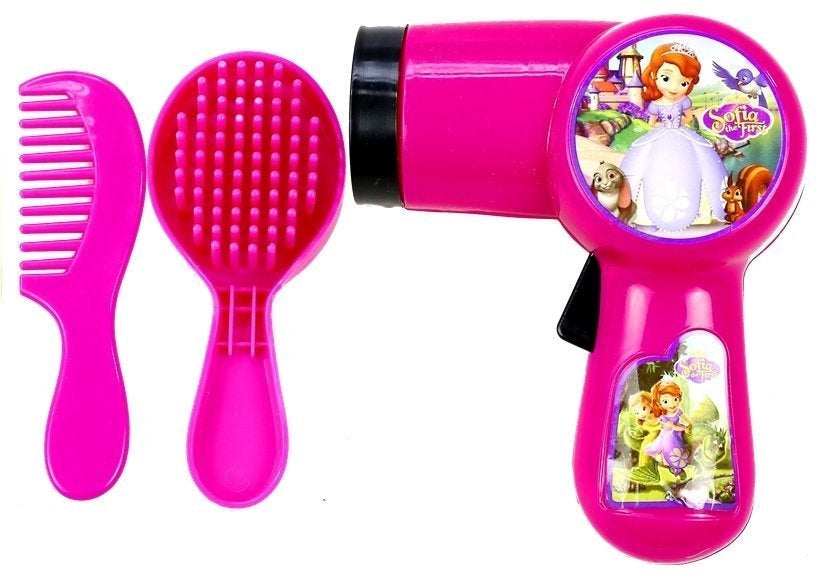 Hårstylingset leksak i resväska med hårtork, krona och accessoarer