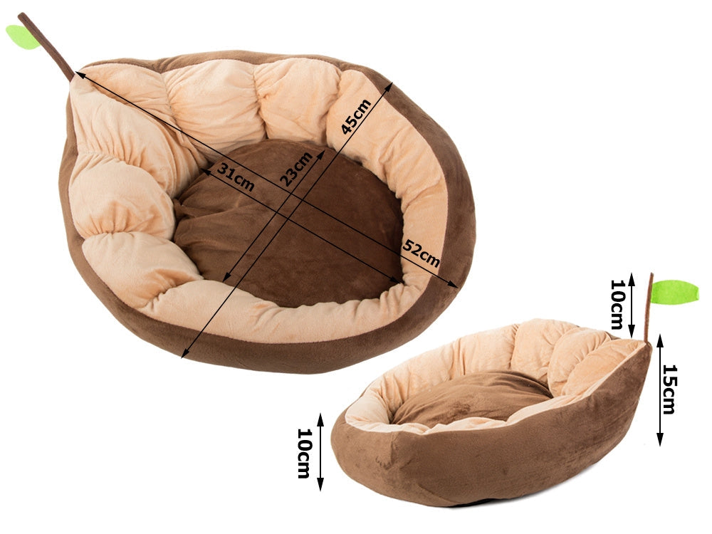 Hundbädd/kattbädd plysch bladform 52x45 cm med halkfri undersida