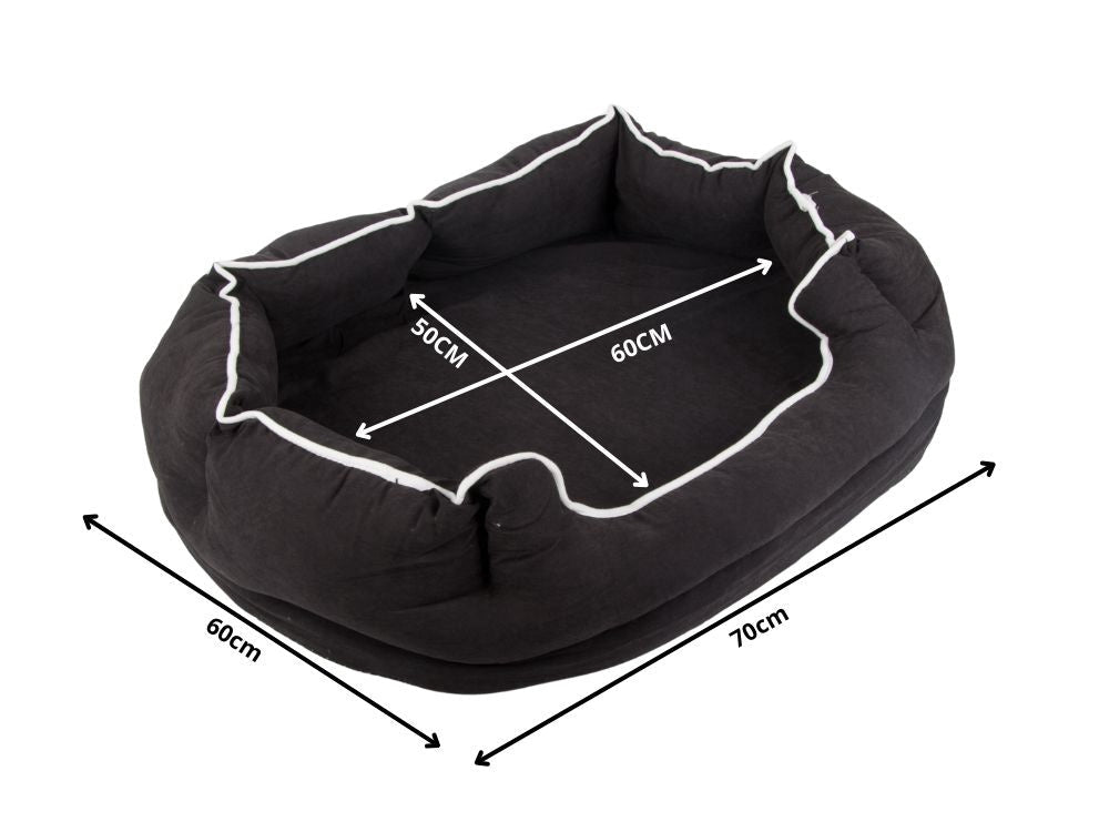 Hundbädd med kudde 60x70 cm oval med upphöjda kanter
