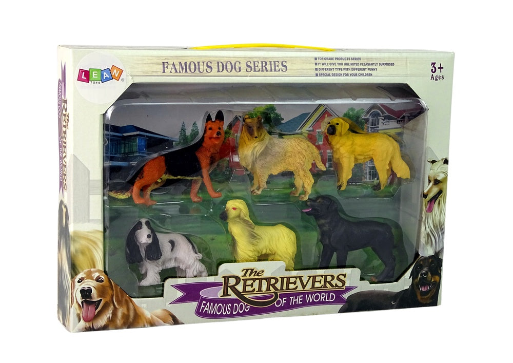 Hundfigurer i plast 6-pack (Schäfer, Collie, Golden, Spaniel m.fl.)