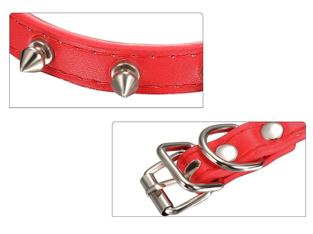 Hundhalsband med nitar ekologiskt läder 58x2,7 cm, justerbart