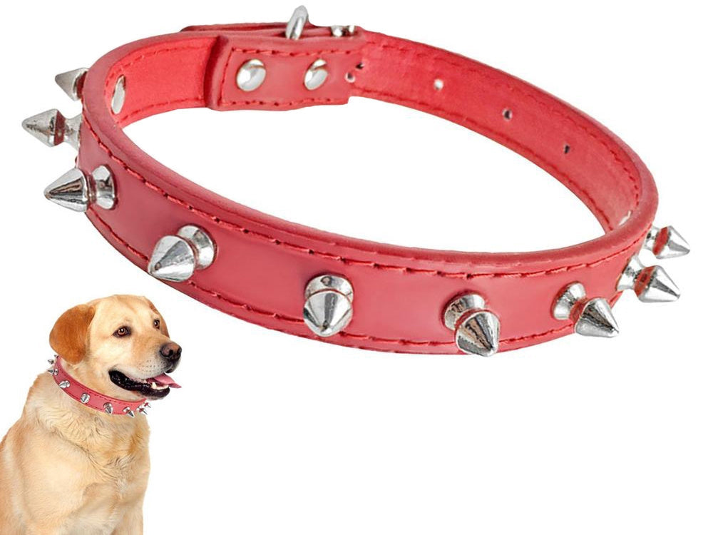 Hundhalsband med nitar ekologiskt läder 58x2,7 cm, justerbart
