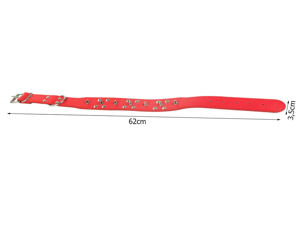 Hundhalsband med nitar ekologiskt läder XL 43–53 cm slumpfärg