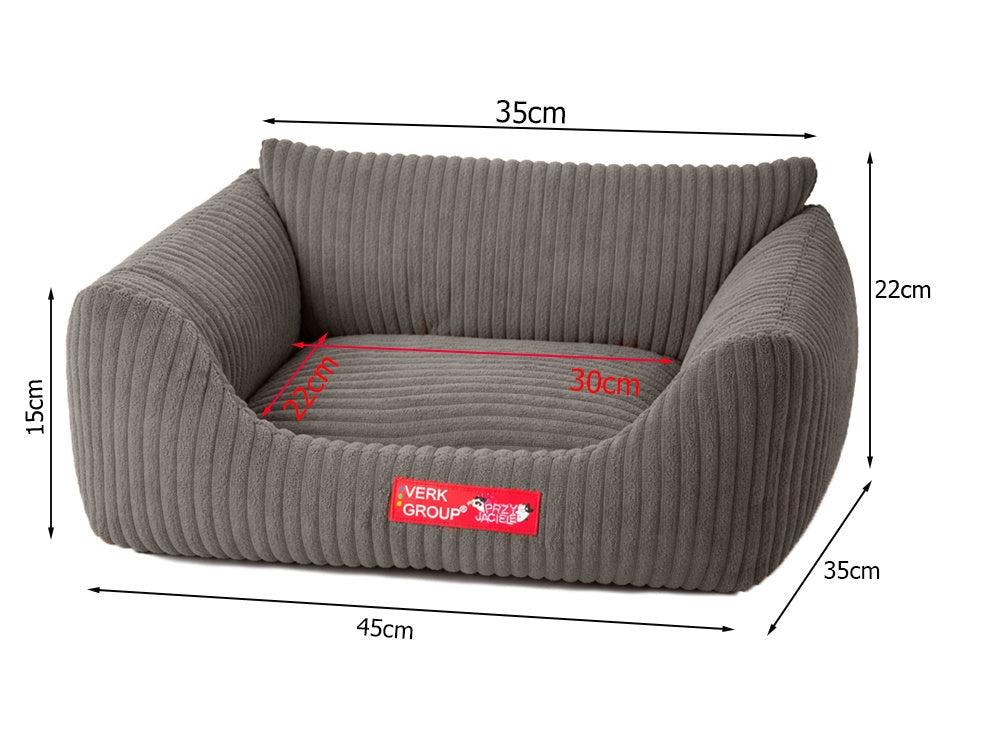 Hund- och kattbädd S 45x35 cm ribbad corduroy beige halksäker