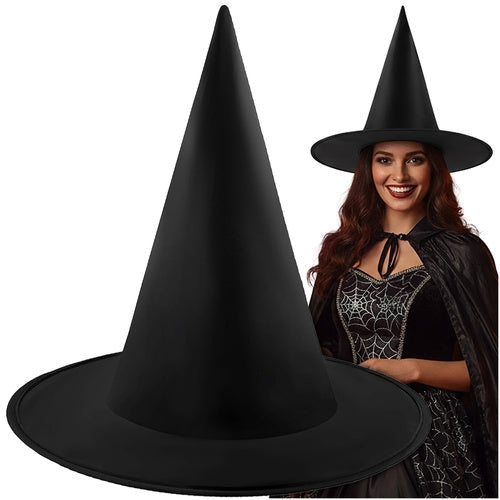 Häxhatt svart konisk 38x35 cm universell storlek Halloween kostym