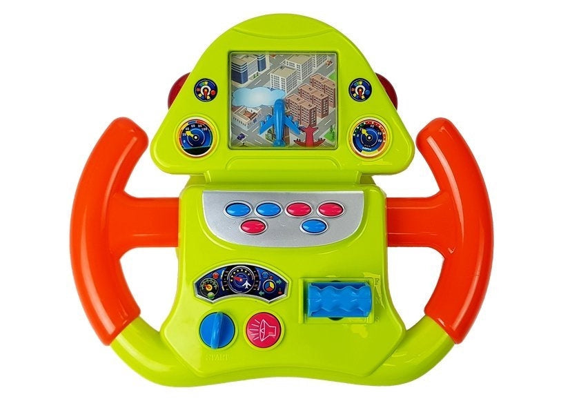 Interaktiv flygsimulator leksak med ratt för barn, grön/orange