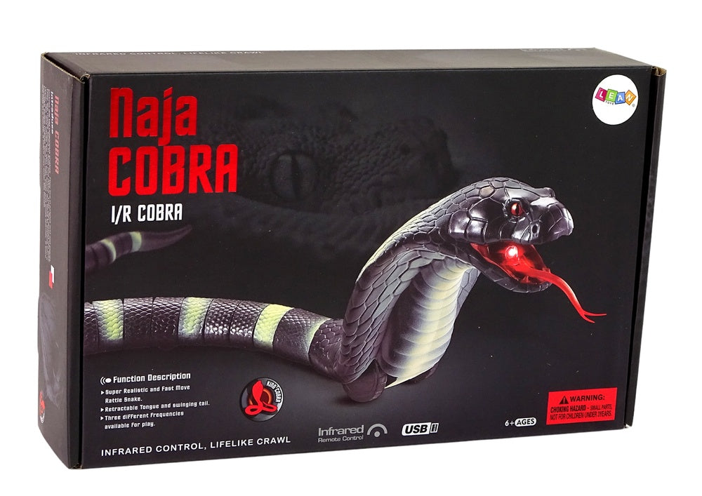 Interaktiv kobra leksak 44 cm med IR-fjärrkontroll USB-laddning