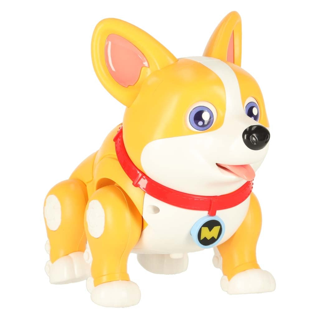 Interaktiv leksakshund Corgi som går med ljus och musik 3+ 20 cm