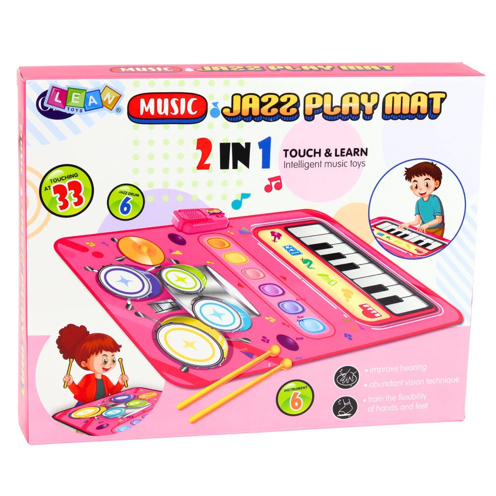 Interaktiv musikkmatta piano & trummor 80x50 cm, 33 ljud