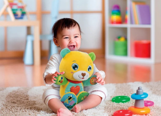 Interaktiv pratande teddybjörn med ljus och knappar, 6+ mån