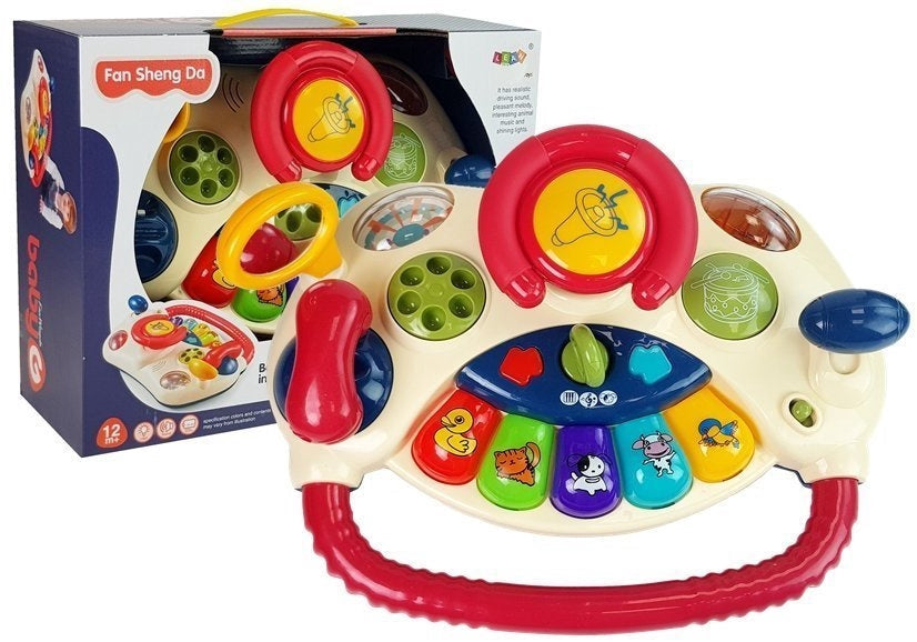Interaktivt babystyrhjul med piano, djurljud och spegel, 41 cm