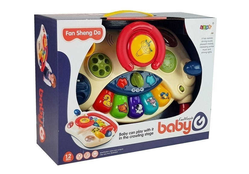 Interaktivt babystyrhjul med piano, djurljud och spegel, 41 cm