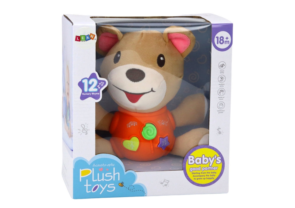 Interaktiv teddybjörn 23 cm med ljud, melodier och engelska ramsor
