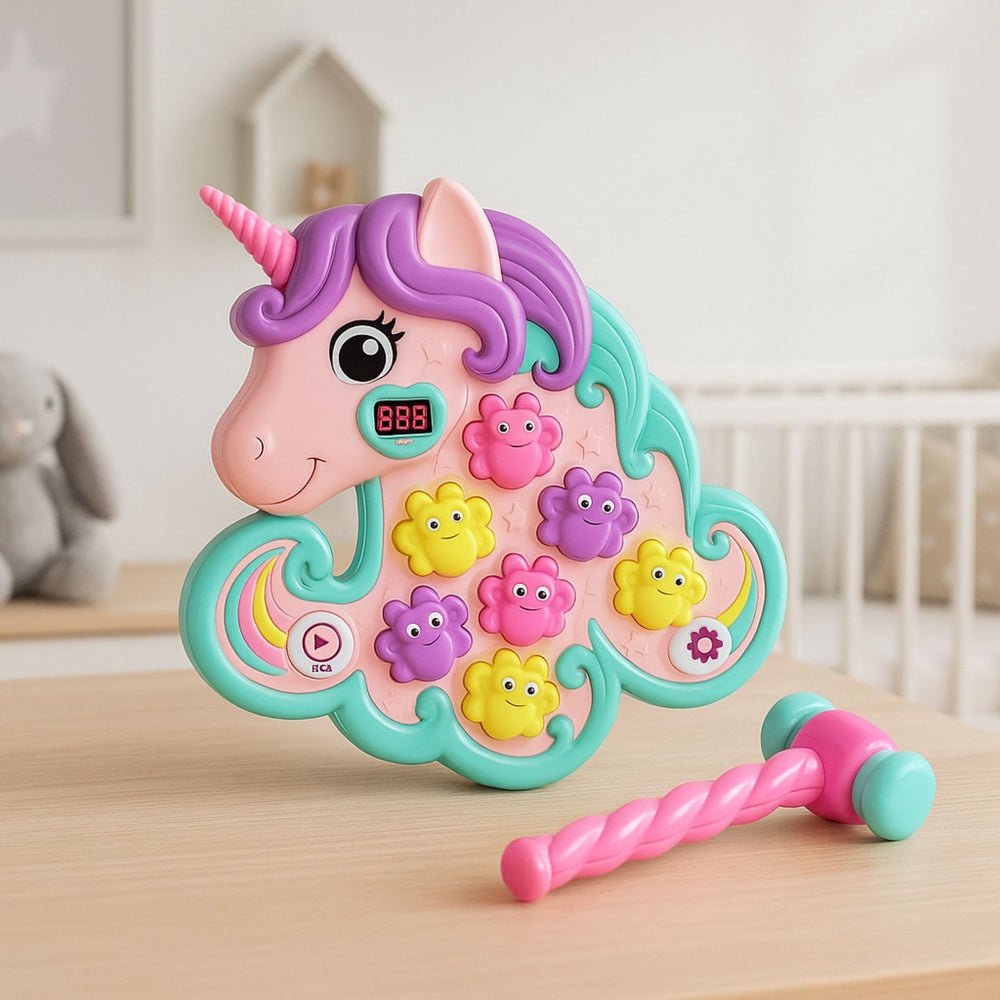 Interaktivt hammarspelet unicorn med ljus/ljud och poängdisplay