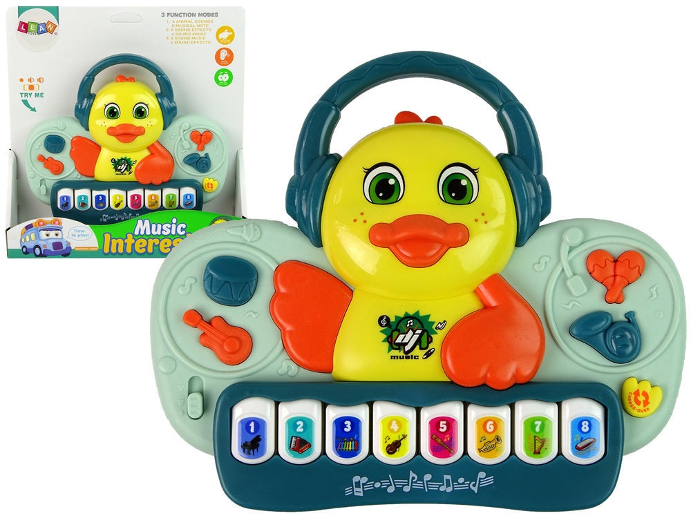 Interaktivt leksakspiano anka med ljus, 8 toner, 12+ mån