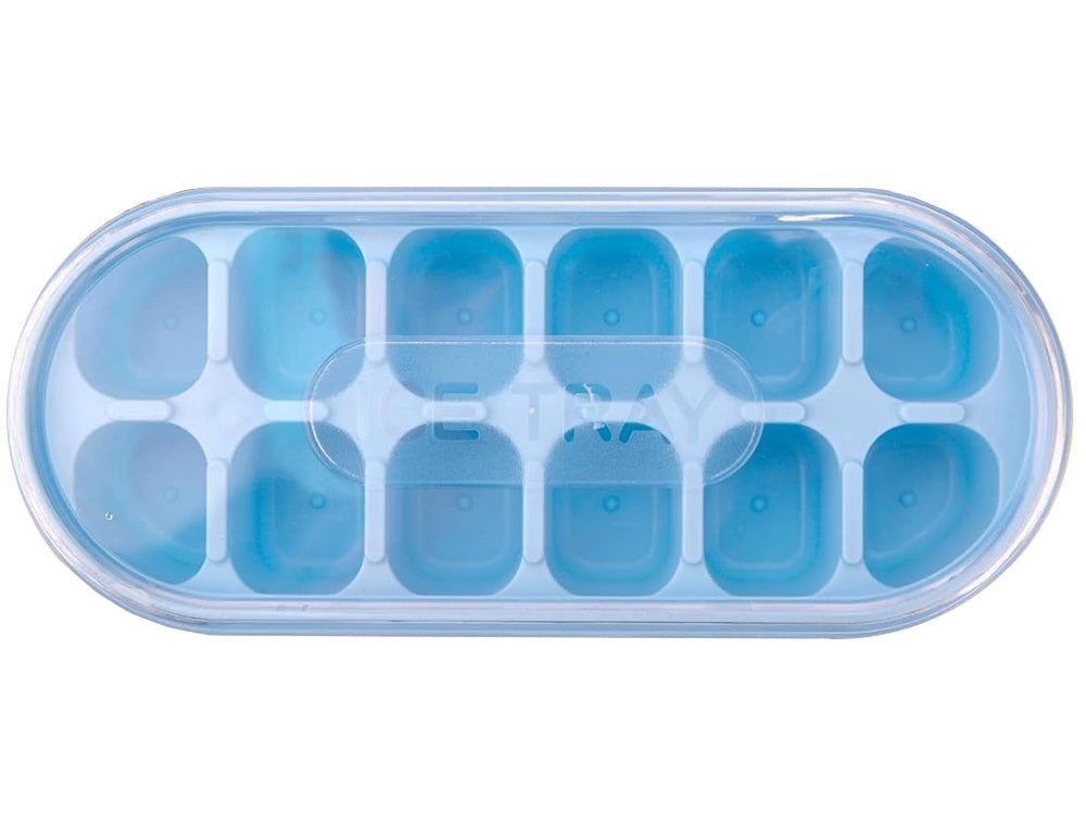 Isbitsform med lock 12 fack plast/silikon 19x8x3,5 cm