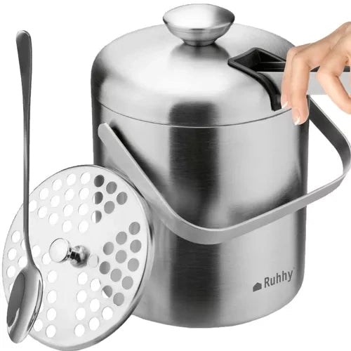 Iskylare i rostfritt stål 1,3 l med lock, tång, sil och barsked