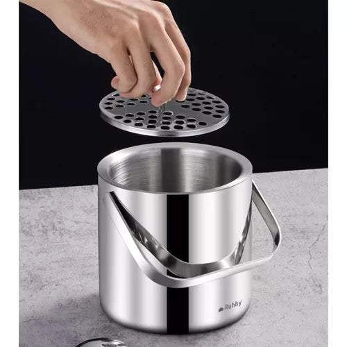 Iskylare i rostfritt stål 1,3 l med lock, tång, sil och barsked