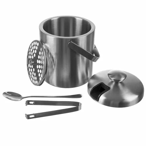 Iskylare i rostfritt stål 1,3 l med lock, tång, sil och barsked